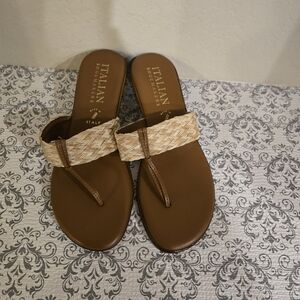 Italian Shoemakers Tan and Brown Women's Sandals